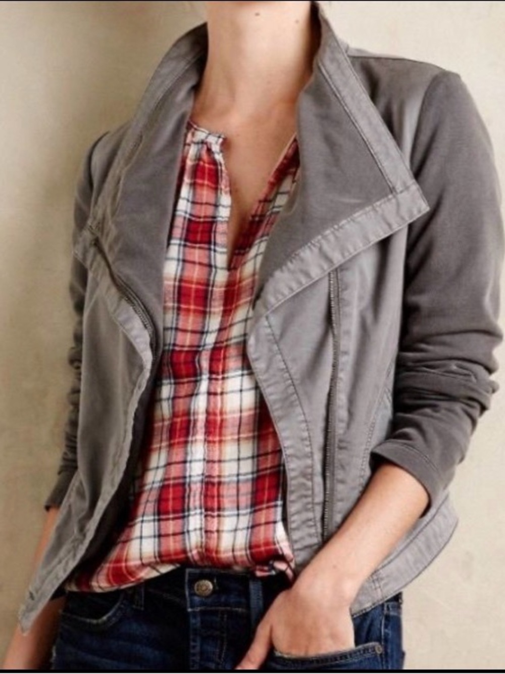 Anthropologie Marrakech Gray Moto Jacket